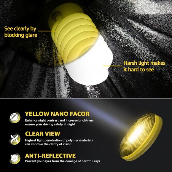 Polarized Night Vision Glasses Women Anti Glare Driving Yellow Lens UV400 - Picture 5 of 7